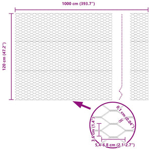 Hexagonstängsel Grå 1,2 x 10 m PVC
