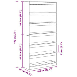 Bokskåp Grå Sonoma 100 x 30 x 198 cm Konstruerat trä