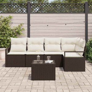 Trädgårdsoffset 6 pcs Brun Poly rattan