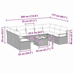 Soffset med kudde 10 pcs Beige konstrotting