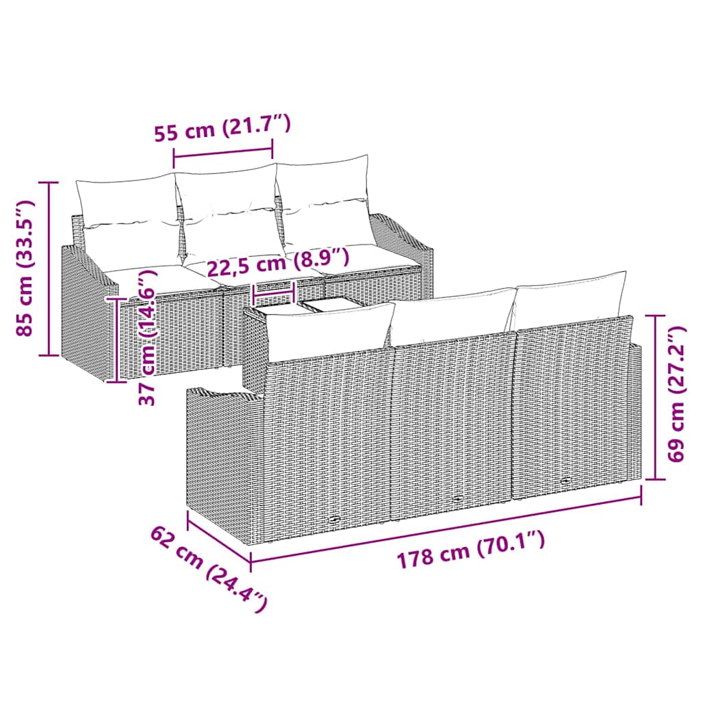 Soffset med kudde med kudde 7 pcs Ljusgrå konstrotting