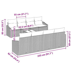 Soffset med kudde 9 pcs Beige och Ljusgrå konstrotting
