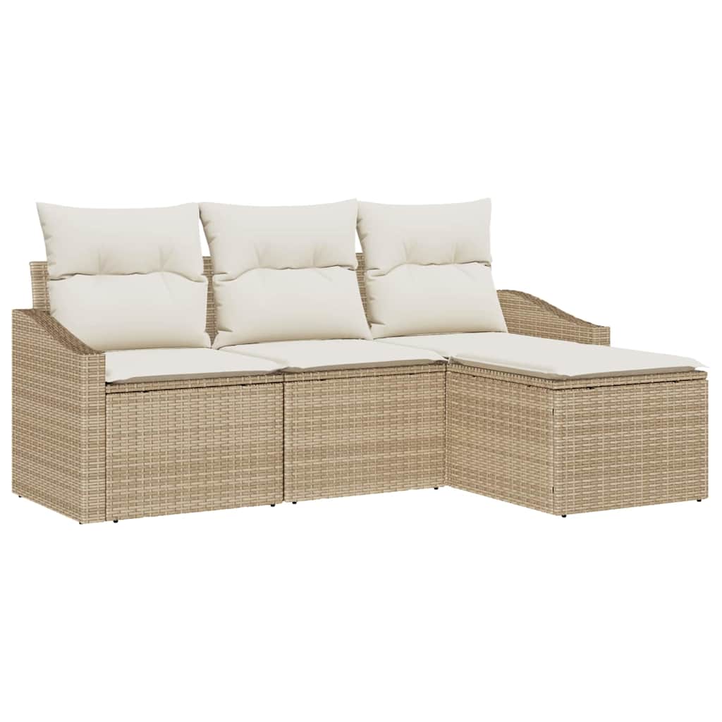 Soffset med kudde 4 pcs Beige konstrotting