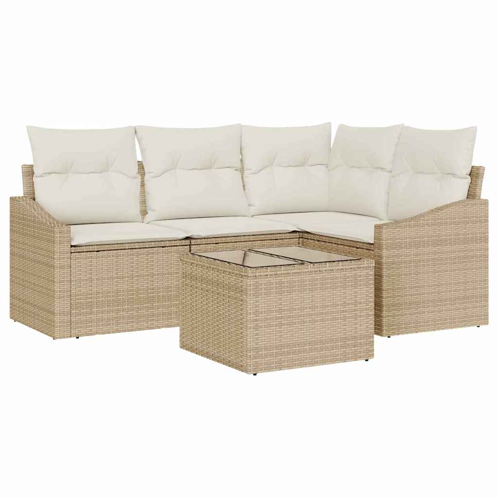 Soffset med kudde 5 pcs Beige konstrotting