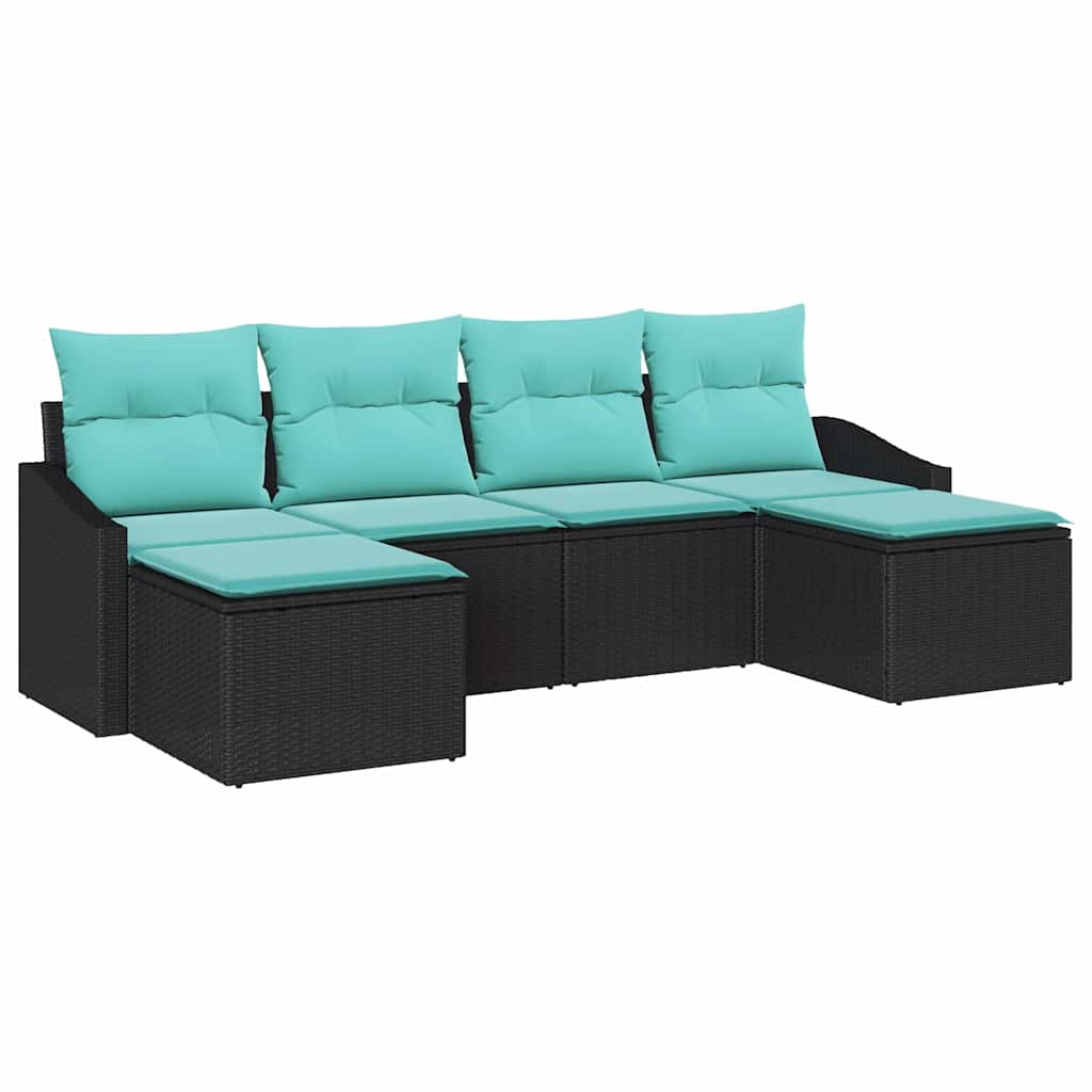 Soffset med kudde 6 pcs Svart konstrotting