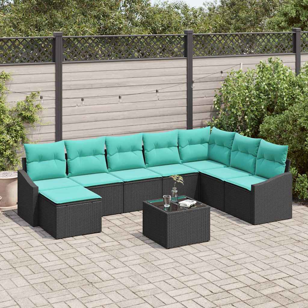 Soffset med kudde 9 pcs Svart konstrotting