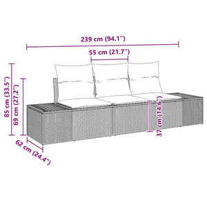 Soffset med kudde 3 pcs Svart konstrotting