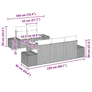 Trädgårdsoffset med kudde 6 pcs Beige konstrotting