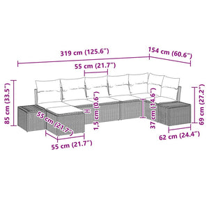 Trädgårdsoffset med kudde 7 pcs Beige konstrotting