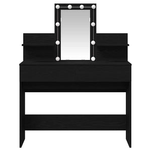 Smyckebord med låda Svart Ek 100 x 40 x 130 cm Konstruerat trä