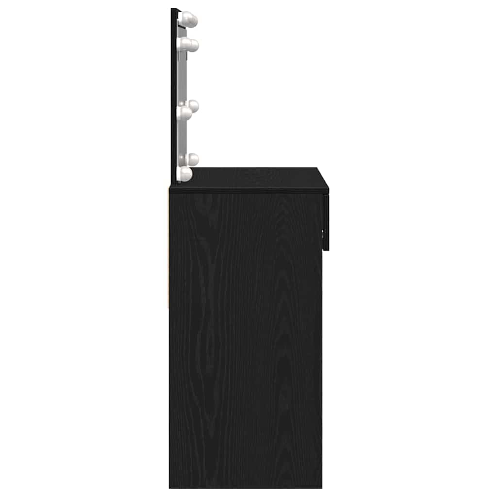 Smyckebord med låda Svart Ek 100 x 40 x 120 cm Konstruerat trä