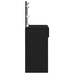 Smyckebord med låda Svart Ek 100 x 40 x 120 cm Konstruerat trä