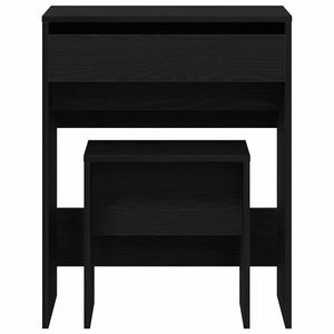 Sminkbord med låda Svart ek 60 x 40 x 75 cm Konstruerat trä