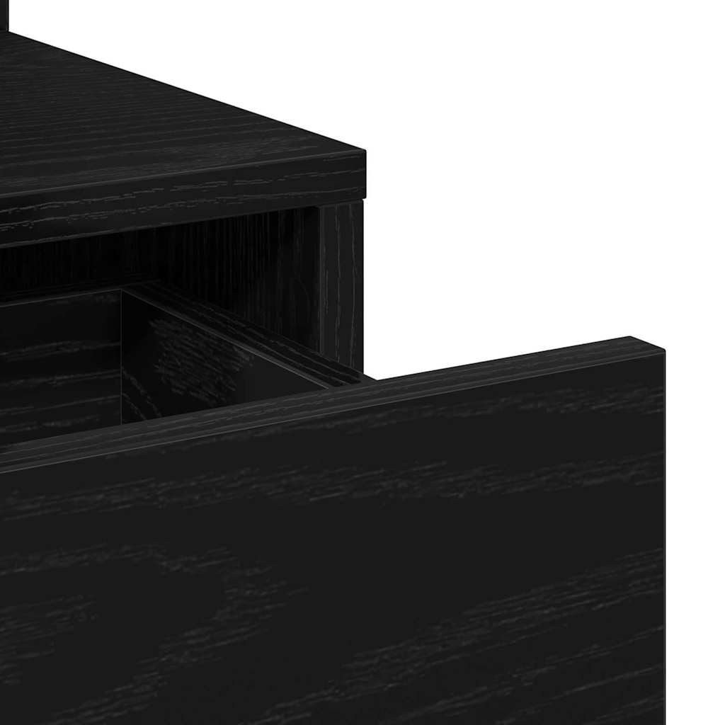 Sminkbord med låda Svart ek 80 x 35 x 132 cm Konstruerat trä