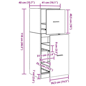 Apoteksskåp Svart ek 40 x 41 x 118 cm Konstruerat trä