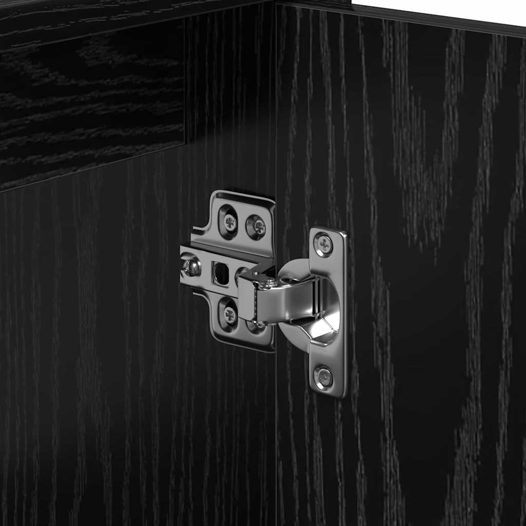 Badrumsskåp med hylla Svart Ek 63 x 29 x 55 cm Konstruerat trä