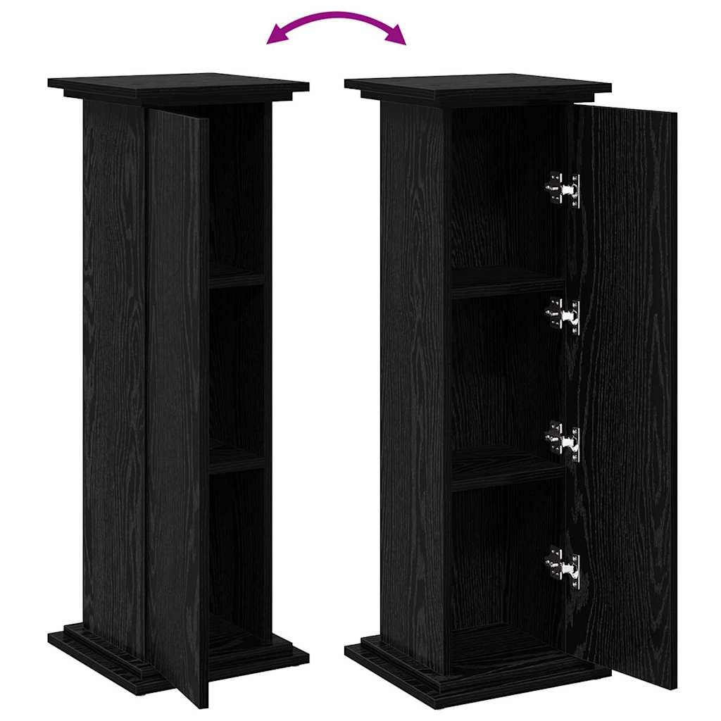 Displayställ med dörr Svart Ek 31 x 30 x 90 cm Konstruerat trä