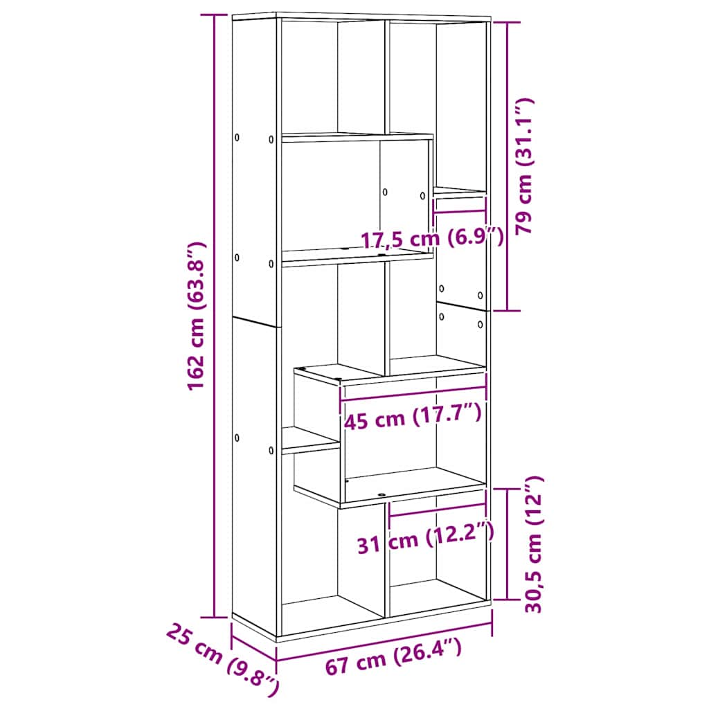 Bokskåp Svart Ek 67 x 25 x 162 cm Konstruerat trä