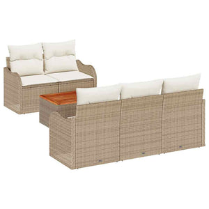 Trädgårdsoffset 6 pcs Beige Poly rattan