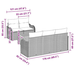 Trädgårdsoffset 6 pcs Beige Poly rattan