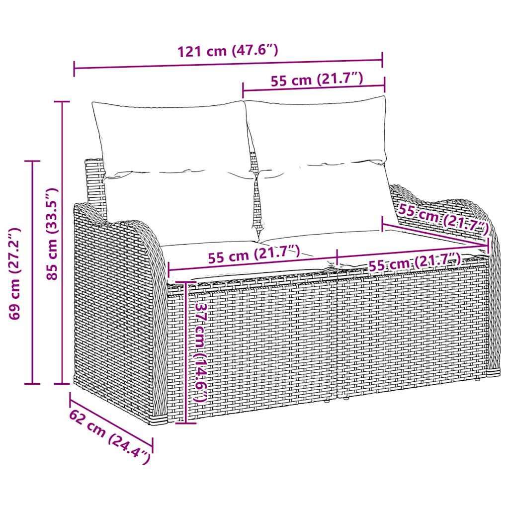 Trädgårdsoffset med kudde 5 pcs Beige konstrotting