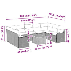 Trädgårdsoffset med kudde 10 pcs Beige konstrotting