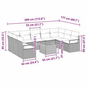 Trädgårdsoffset med kudde 10 pcs Beige Poly rattan