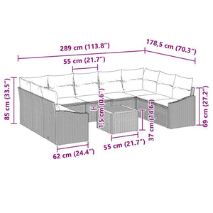 Trädgårdsoffset med kudde 10 pcs Beige konstrotting