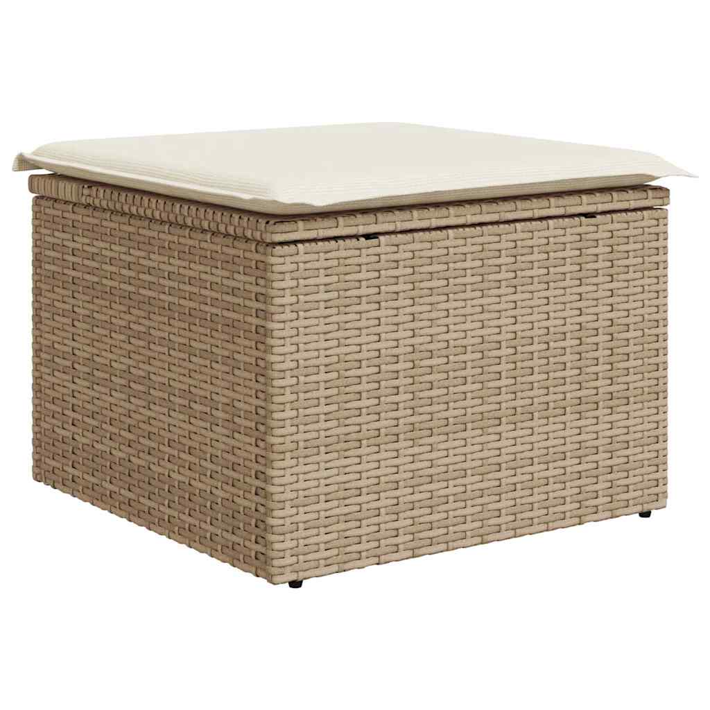 Trädgårdsoffset med kudde 8 pcs Beige Poly rattan