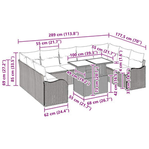 Trädgårdsoffset med kudde 10 pcs Beige Poly rattan