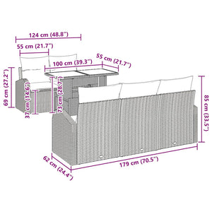 Trädgårdsoffset med kudde 6 pcs Beige konstrotting