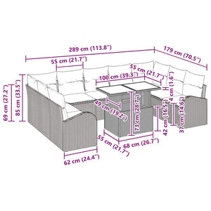Soffset med kudde 10 pcs Svart konstrotting