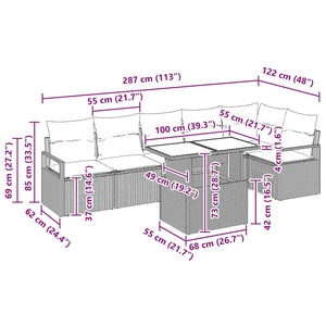 Trädgårdsoffset med lagring 7 pcs Svart konstrotting