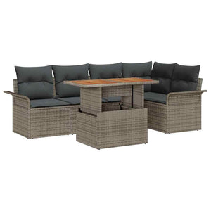 Trädgårdsoffset med kudde 6 pcs Grå