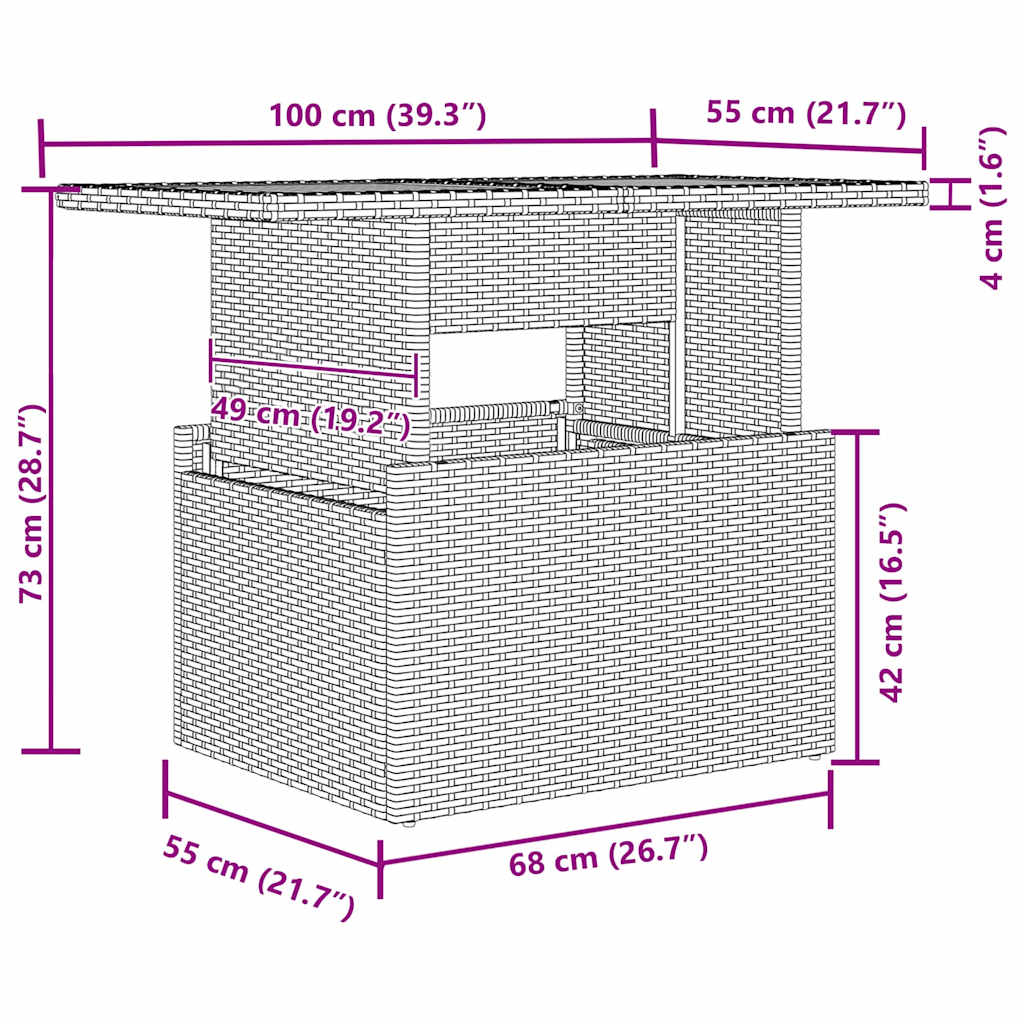 Trädgårdsoffset med kudde 7 pcs Svart konstrotting