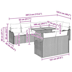 Trädgårdsoffset med kudde 9 pcs Svart