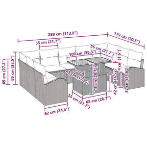 Trädgårdsoffset med kudde 10 pcs beige och gräddvit