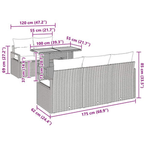 Trädgårdsoffset med kudde 6 pcs beige och gräddvit