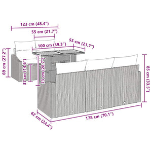 Trädgårdsmöbelset med kudde Svart och Brunt 100 x 55 x 73 cm