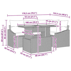 Trädgårdsmöbelset med kudde Svart och Brunt 100 x 55 x 73 cm