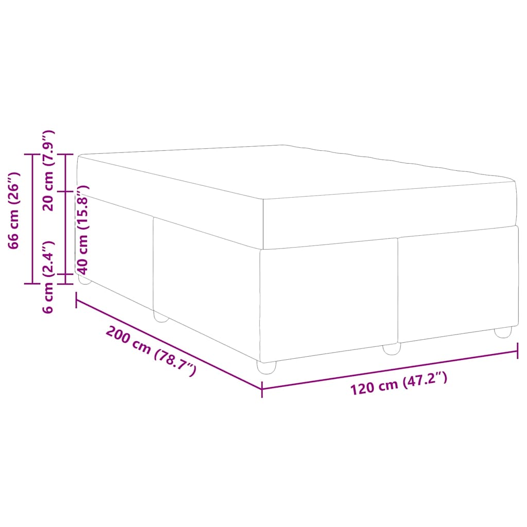 Sängram med madrass Taupe 120 x 200 cm tyg