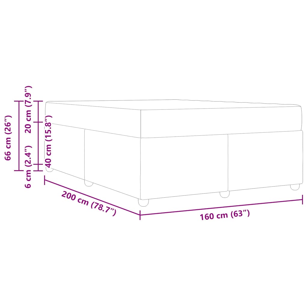 Sängram med madrass Kräm 160 x 200 cm tyg