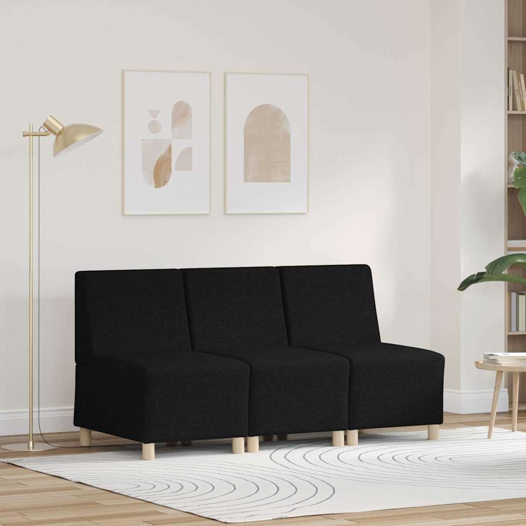 Modulsofa utan armstöd 3 pcs Svart 55 x 74 x 82 cm tyg