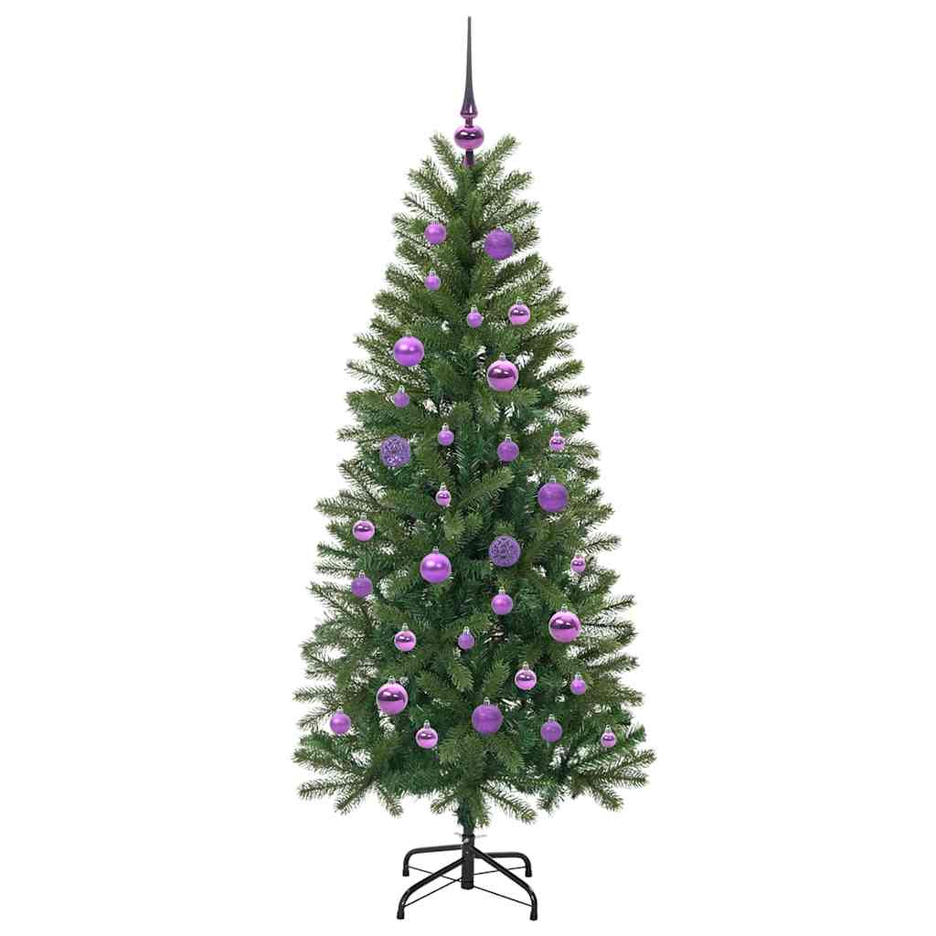 Konstgjord julgran med 150 LED-lampor Grön 150 cm PE och PVC