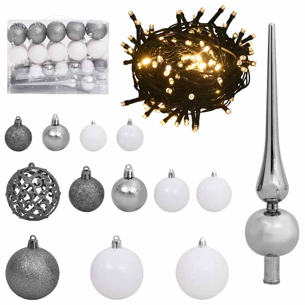 Plast Hingad Julgran med 150 LED-lampor Vit 120 cm PE och PVC