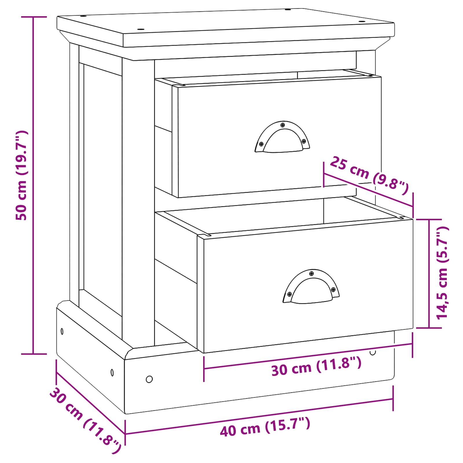 Sängbord med låda Naturfärg 40 x 30 x 50 cm Massivt teakträ