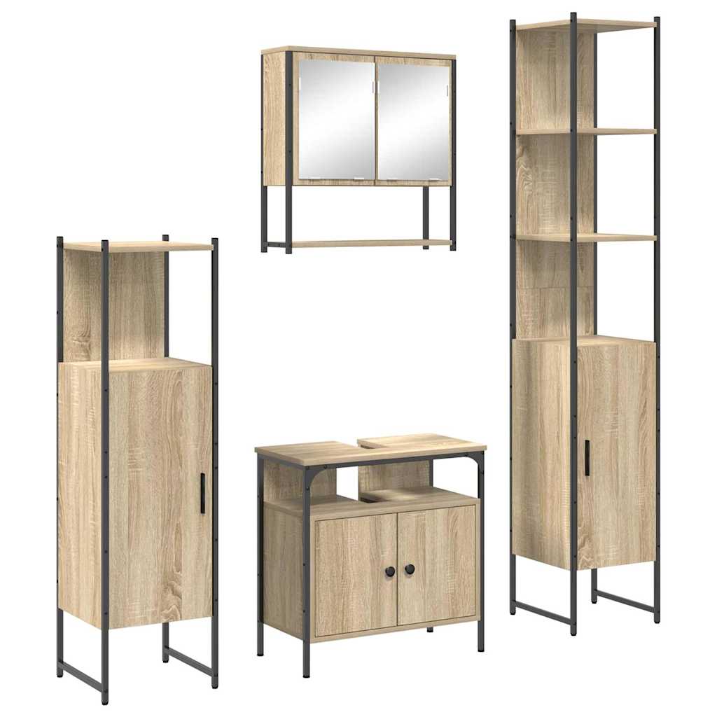 Badrumsmöbelset 4 st Sonoma-ek 33 x 33 x 185,5 cm