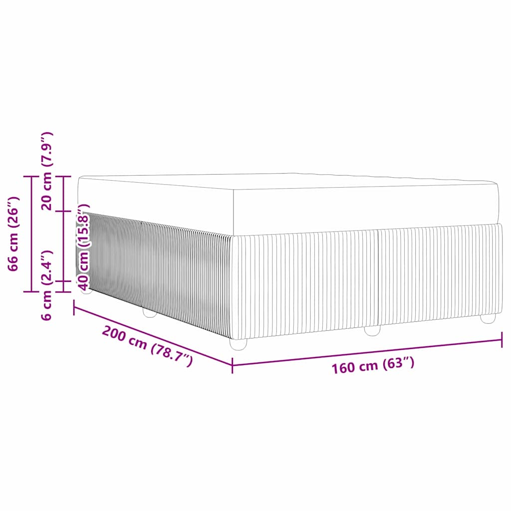 Sängram med madrass Svart 160 x 200 cm tyg