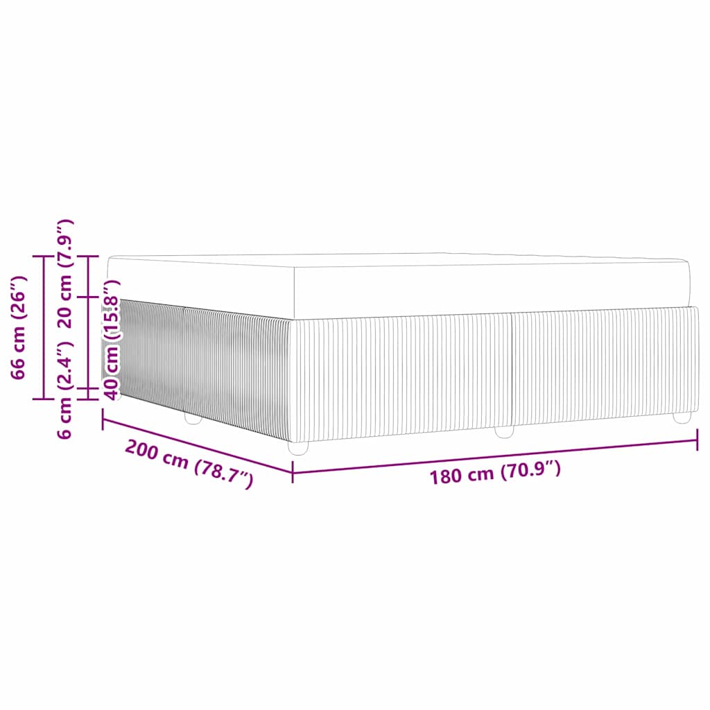 Sängram med madrass Svart 180 x 200 cm tyg