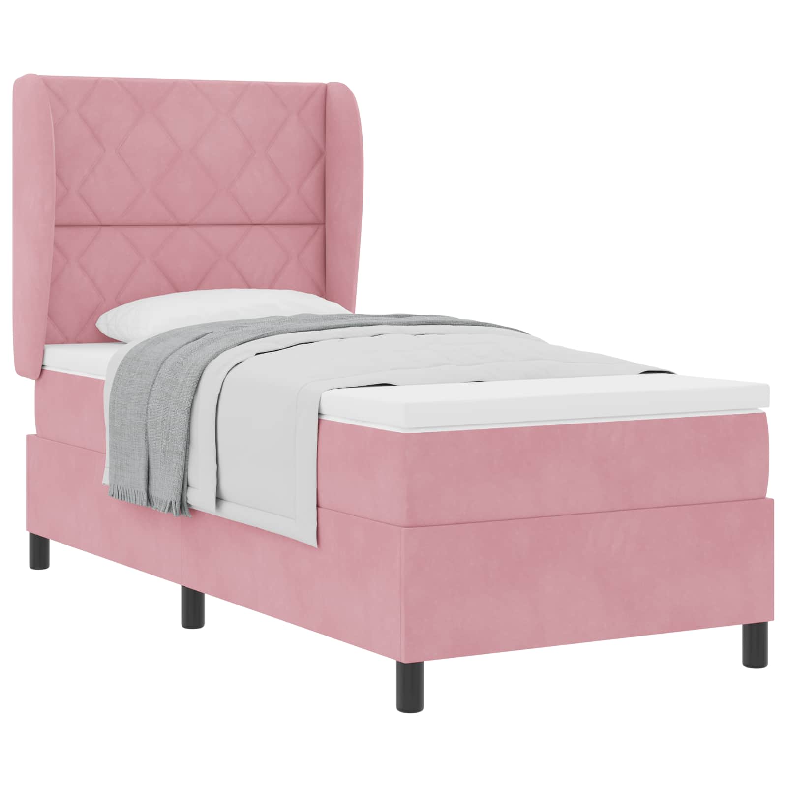 Bäddfjäder med huvudgavel Rosa 200 x 90 cm Sammet